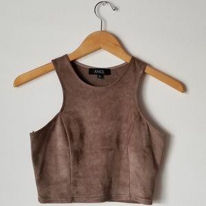 Angl - Suede light brown crop top
